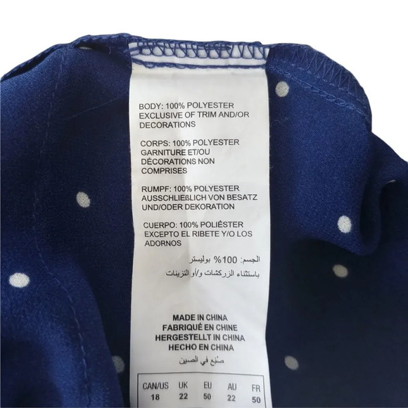 Michel Studio Collection Semi-Sheer Pleated Sleeveless Blouse Polka Dots Blue 18 - Picture 8 of 8